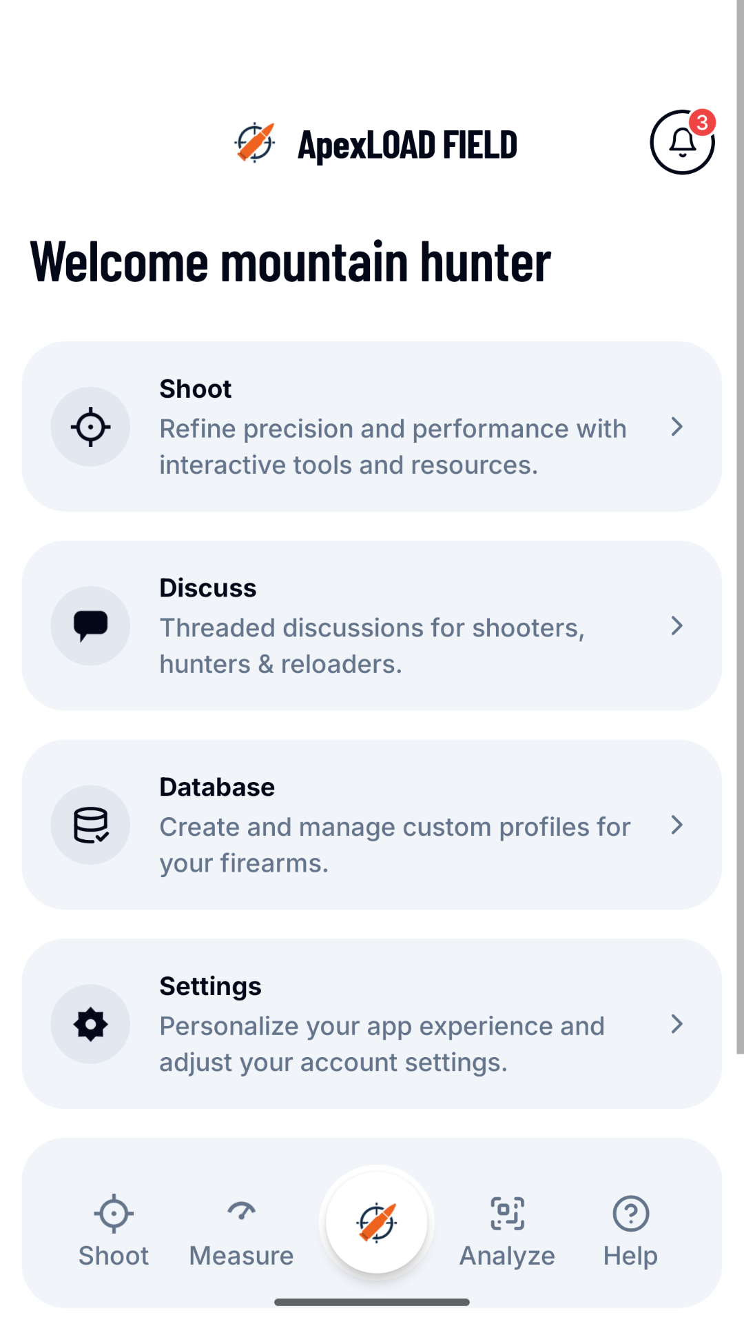 ApexLOAD FIELD screen: Home