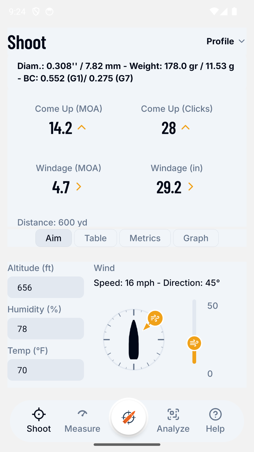 ApexLOAD FIELD screen: Shoot · Aim